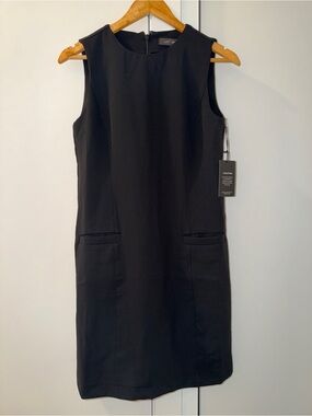 LOFT Black Sleeveless Shift Dress with Pocket Details